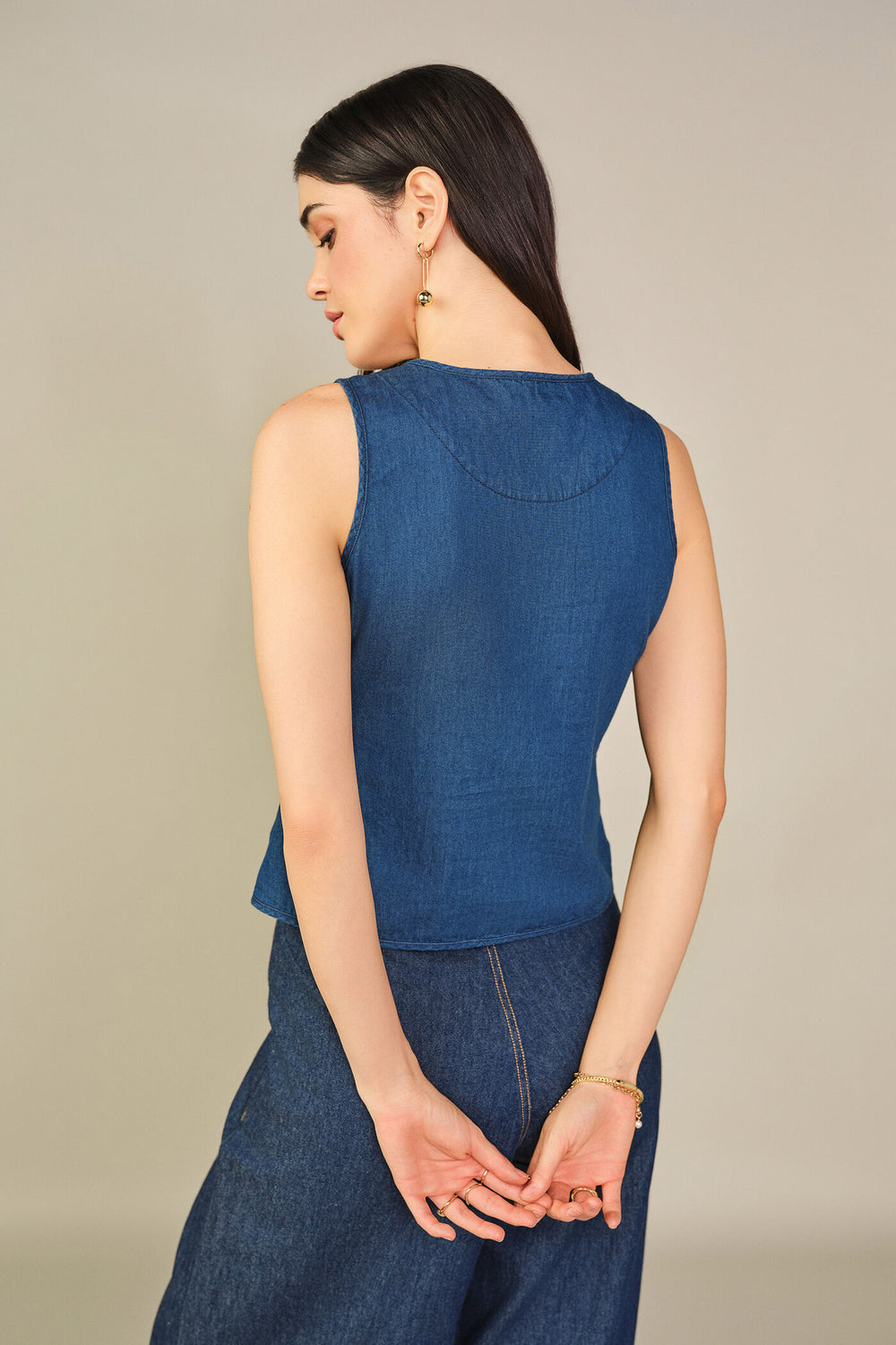 Straight Denim Top in Blue