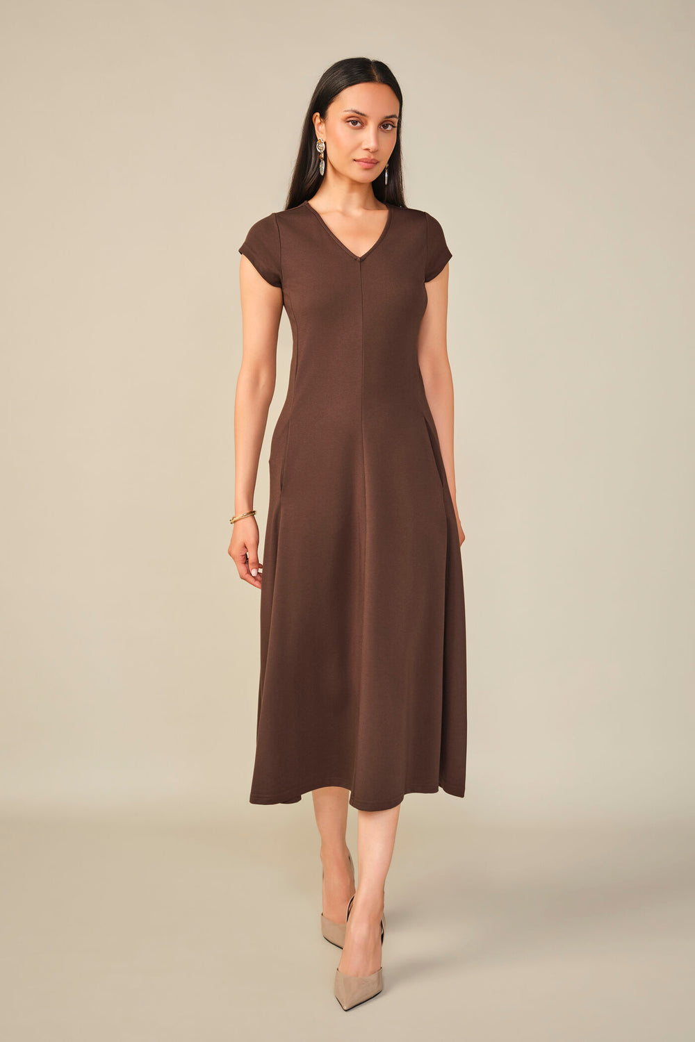 Fit & Flare Dress in Dark Brown