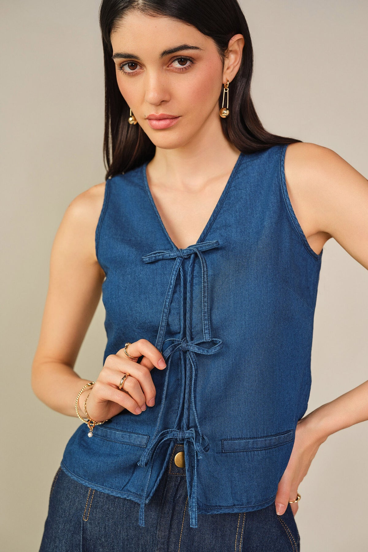 Straight Denim Top in Blue