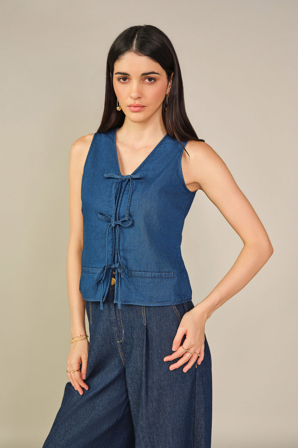 Straight Denim Top in Blue