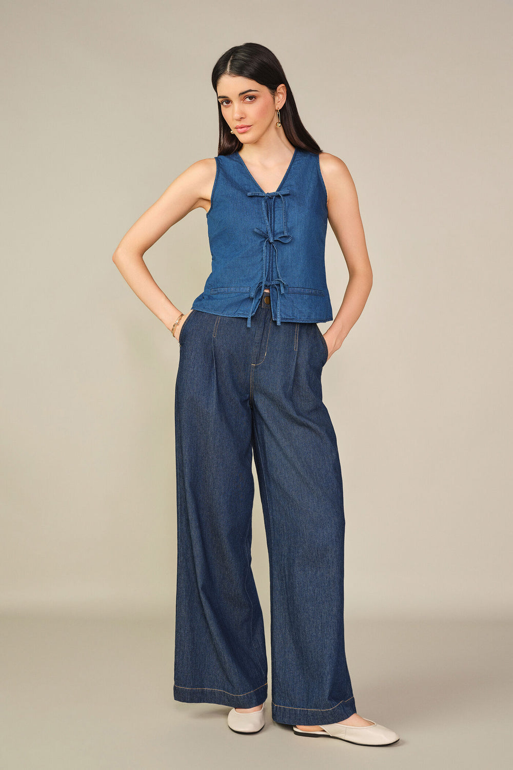 Straight Denim Top in Blue